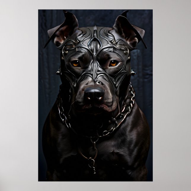 American Pitbull Terrier Black Metal Art Poster (Vorne)