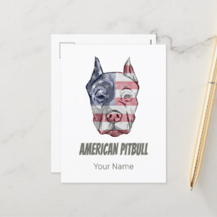 American Pitbull Terrier Bully Dog Vintage Flagge Feiertagspostkarte