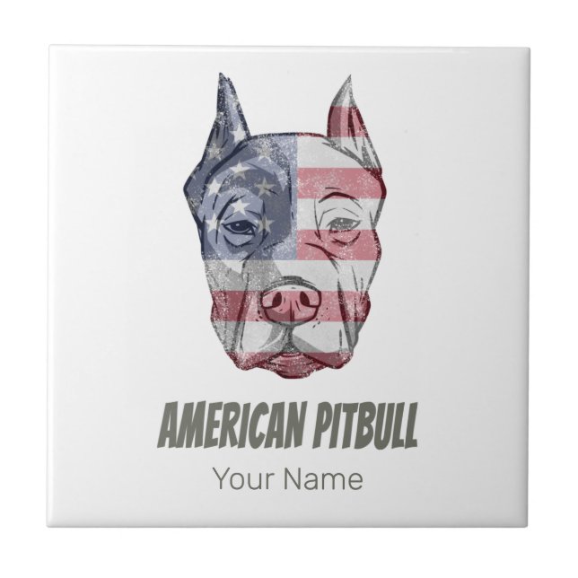 American Pitbull Terrier Bully Dog Vintage Flagge Fliese (Vorderseite)