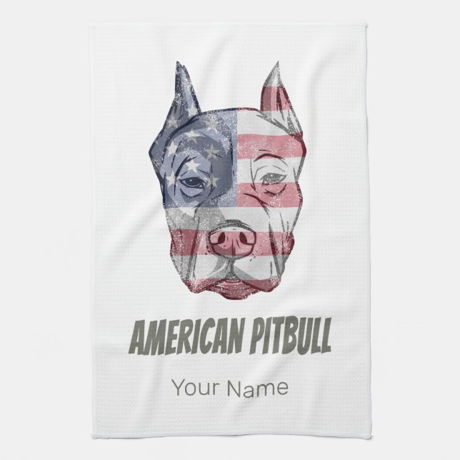 American Pitbull Terrier Bully Dog Vintage Flagge Geschirrtuch (Vertikal)