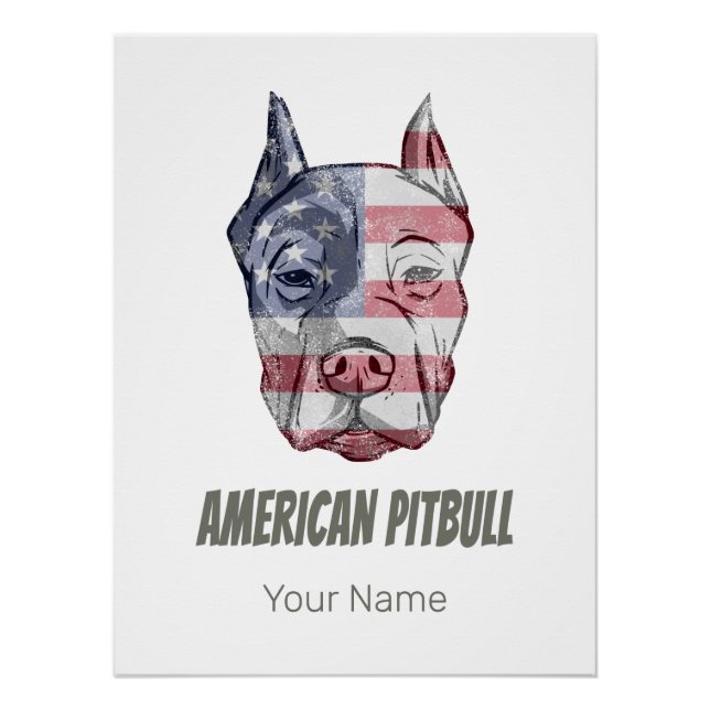 American Pitbull Terrier Bully Dog Vintage Flagge Poster (Vorderseite)