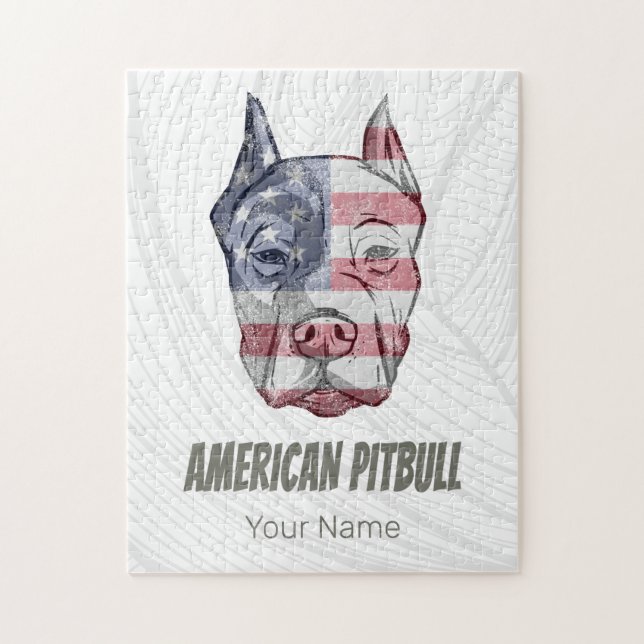 American Pitbull Terrier Bully Dog Vintage Flagge Puzzle (Vertikal)
