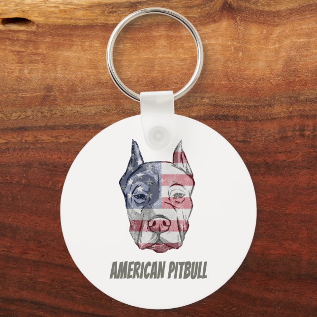 American Pitbull Terrier Bully Dog Vintage Flagge Schlüsselanhänger (Vorderseite)