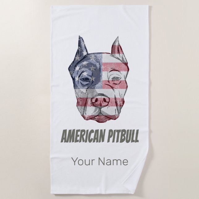 American Pitbull Terrier Bully Dog Vintage Flagge Strandtuch (Vorderseite)