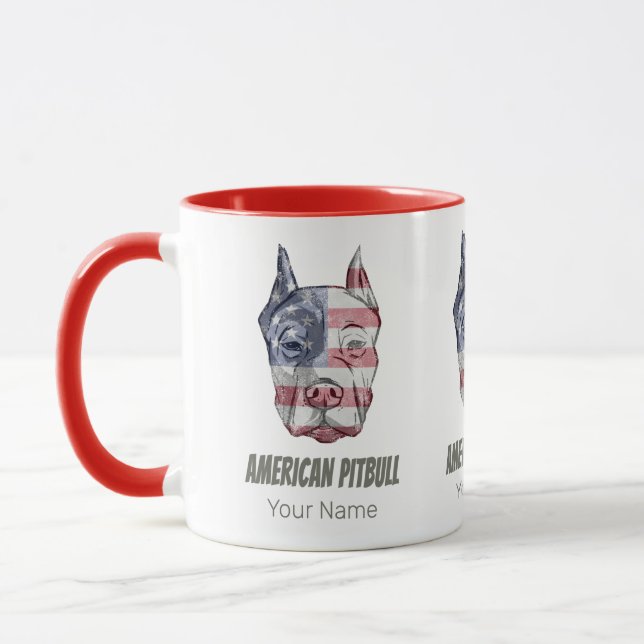 American Pitbull Terrier Bully Dog Vintage Flagge Tasse (Links)