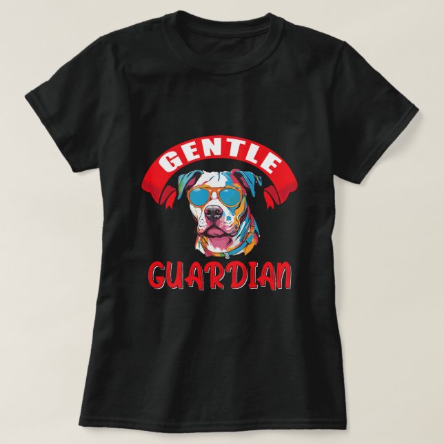 American Pitbull Terrier Gentle Guardian Dog Owner T-Shirt (Design vorne)