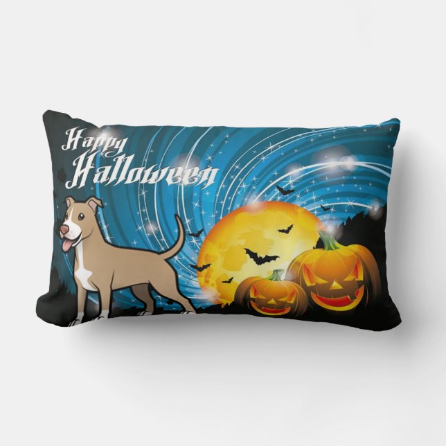 American Pitbull Terrier Happy Halloween Lendenkissen (Vorderseite)