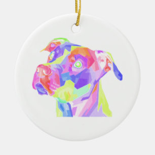 American Pitbull Terrier Pop Art Keramik Ornament