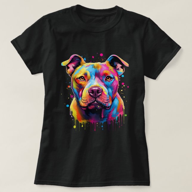 American Pitbull Terrier Splash Art Pitbull Hunde  T-Shirt (Design vorne)