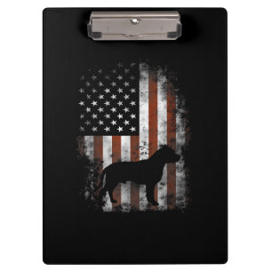 American Pitbull Terrier T - Shirt American Flag P Klemmbrett