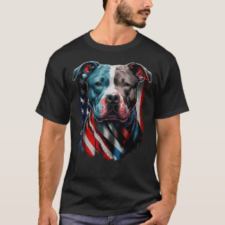 American Pitbull Terrier USA Flag Patriotic Dog T-Shirt