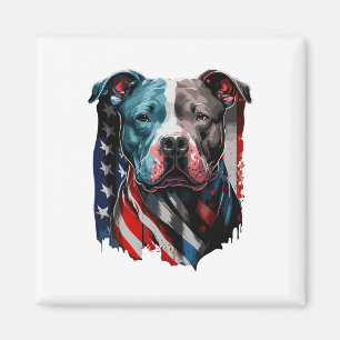 American Pitbull Terrier USA-Flagge Patriotischer Magnet