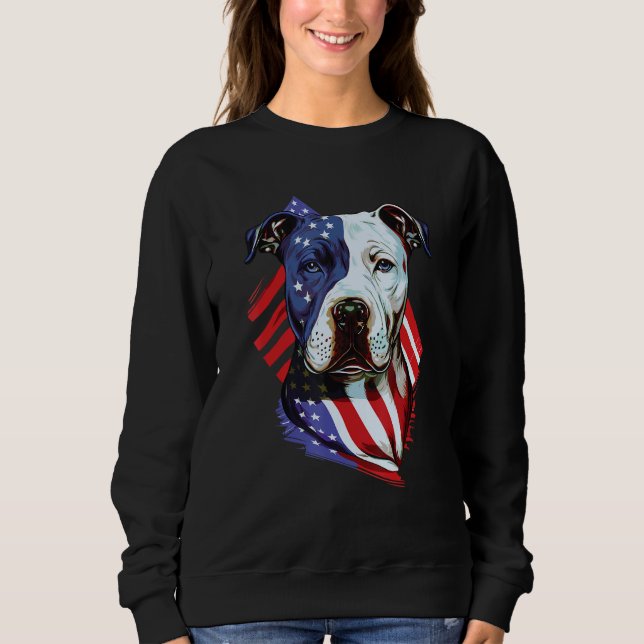 American Pitbull with American Flag Illustration Sweatshirt (Vorderseite)