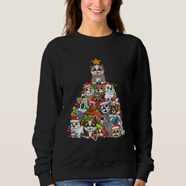 American pits bully dog breed Christmas Tree  Xmas Sweatshirt (Vorderseite)