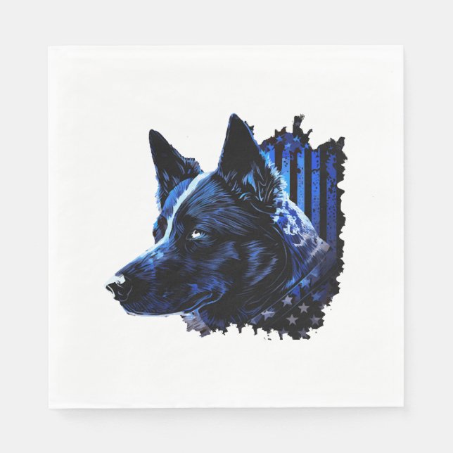 American Police Flag K9 Unit Patriotic Dog Lover Serviette (Vorderseite)
