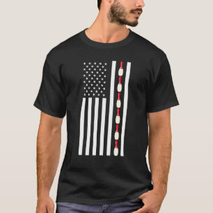 American Pride Bowling Buttone Bowler US Flag Bowl T-Shirt