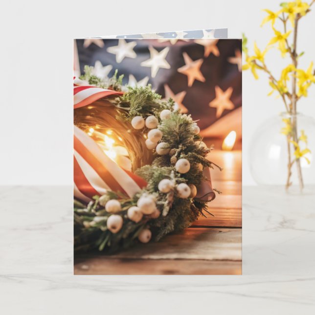 American Pride Christmas Greetings Karte (Gelbe Blume)