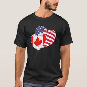 American Pride US Flag Herz Proud Kanada T-Shirt
