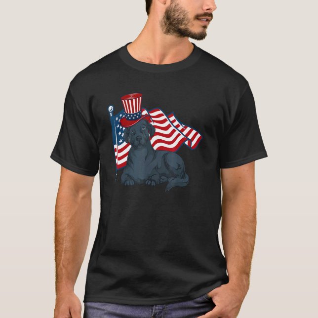 American Prig Dog Owner Labrador US Flag Black L T-Shirt (Vorderseite)