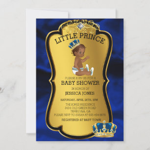 American Prince Gold Blue Baby Dusche Einladung