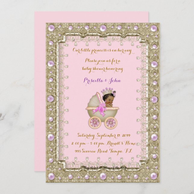 American Princess Baby Shower Rosa Einladung 4 (Vorne/Hinten)