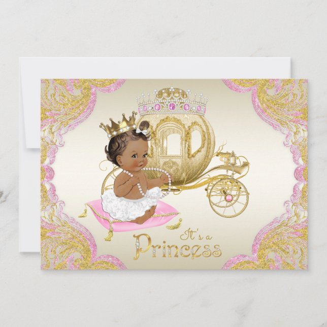 American Princess Pink Gold Baby Dusche Einladung (Vorderseite)