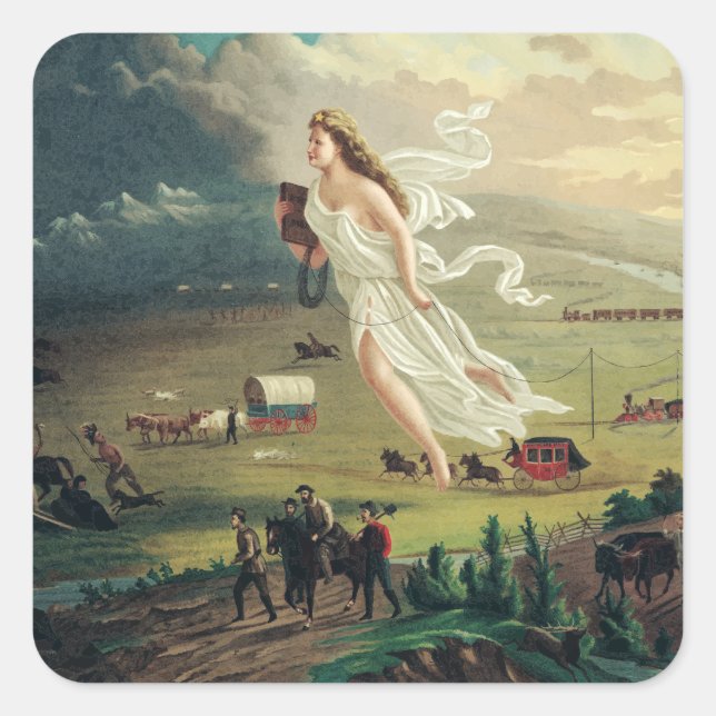 American Progress by John Gast Quadratischer Aufkleber (Vorderseite)
