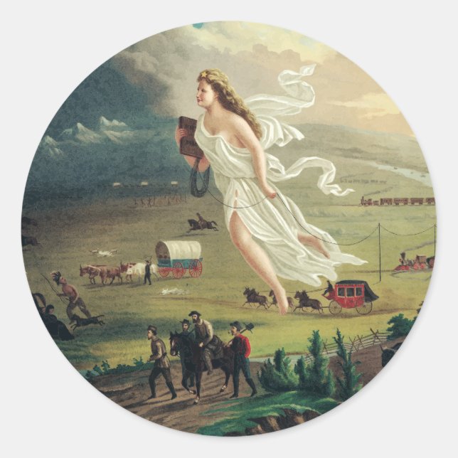 American Progress by John Gast Runder Aufkleber (Vorderseite)