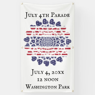 American Psychedelic Patriotic Hearts Gefärbte Kra Banner