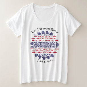 American Psychedelic Patriotic Hearts Gefärbte Kra Große Größe T-Shirt