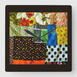 American Quilt Design Quadratische Wanduhr