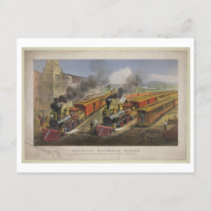American Railroad Scene, 1874, Currier & Ives Postkarte