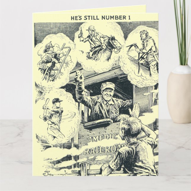 American Railroad Train Engineer Big Birthday Card Karte (Vorderseite)