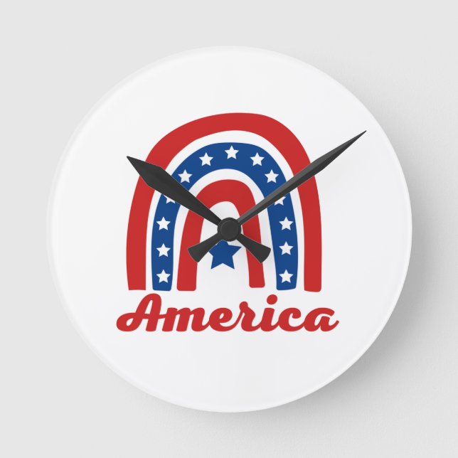 American Rainbow 4. Juli Runde Wanduhr (Vorderseite)