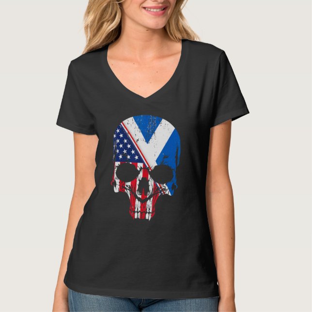 American Raised With Scottish Roots Skull Idea & U T-Shirt (Vorderseite)