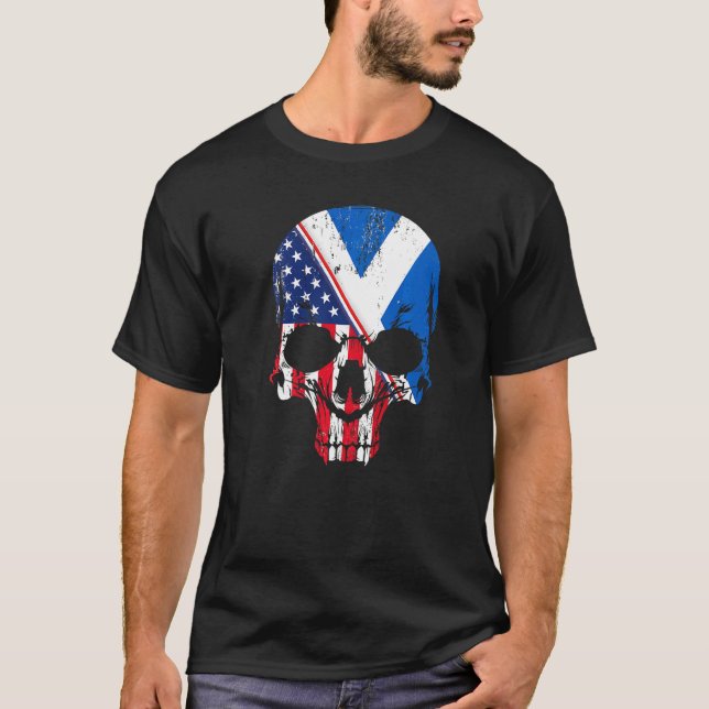 American Raised With Scottish Roots Skull Idea & U T-Shirt (Vorderseite)