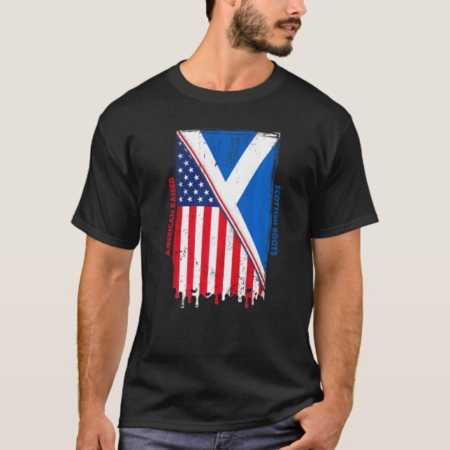 American Raised With Scottish Roots With Scotland  T-Shirt (Vorderseite)