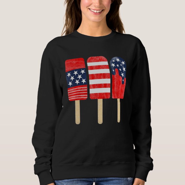 American Red White Blue 4th of July USA Ice Cream Sweatshirt (Vorderseite)