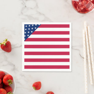 American Red White Strips Stars Flag Paper Napkin Serviette