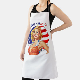 American Retro Button-up Girl Art Schürze