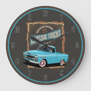 American Retro Classic Trucks Large Clock Große Wanduhr