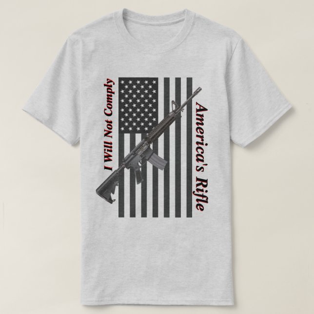 American Rifle USA Flag I wird Light nicht erfülle T-Shirt (Design vorne)