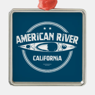 American River California Kayaking Ornament Aus Metall