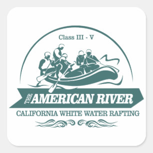 American River Rafting Quadratischer Aufkleber