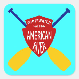 American River Whitewater Rafting Quadratischer Aufkleber