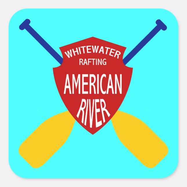American River Whitewater Rafting Quadratischer Aufkleber (Vorderseite)