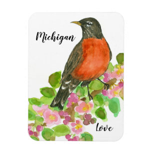 American Robin Apple Blossom Michigan Liebe Magnet