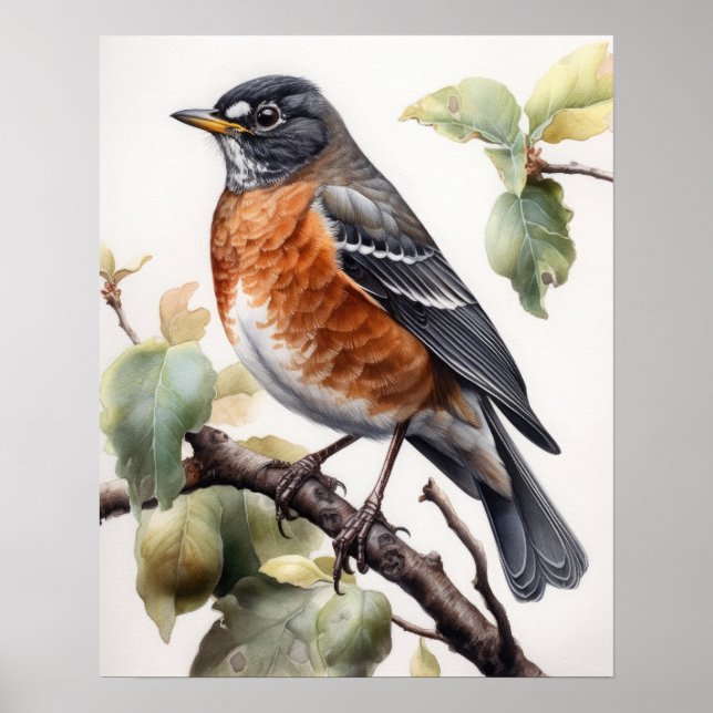 American Robin Bird Art Print Poster (Vorne)