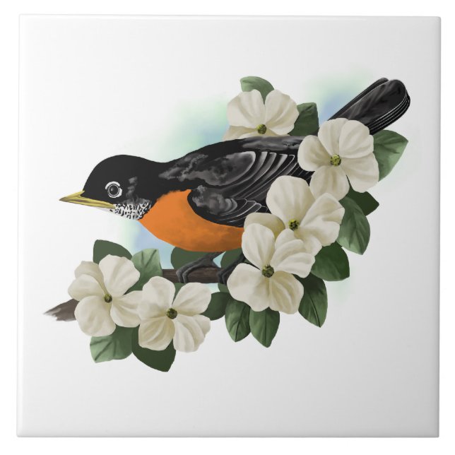 American Robin Bird Fliese (Vorderseite)