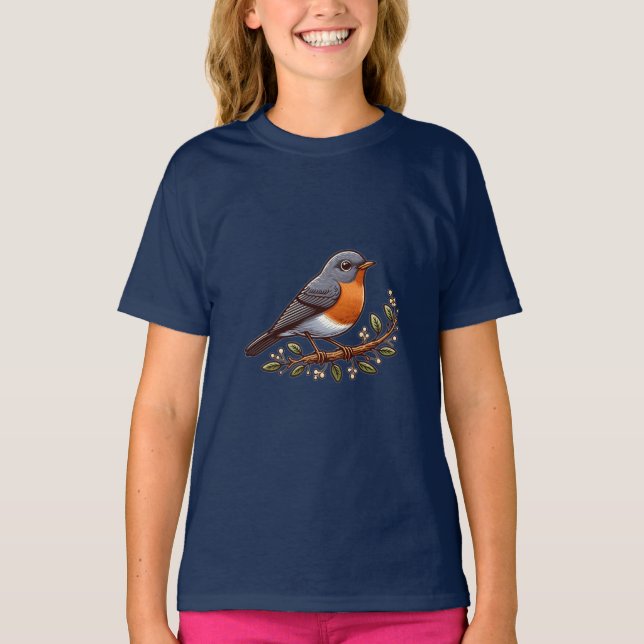 American Robin Bird Kids Basic T - Shirt (Vorderseite)